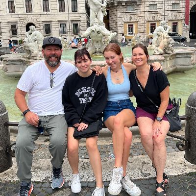 Bert Kreischer and his family took a picture on their holiday in Italy.